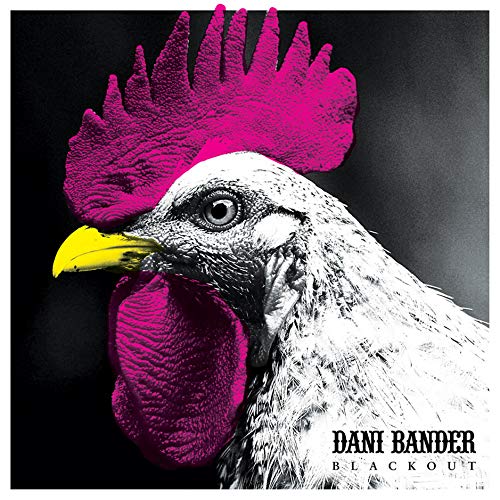 "Album cover featuring a rooster with pink comb and wattle, black background."