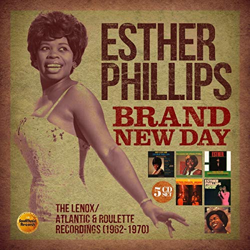 "CD box set cover featuring Esther Phillips in a yellow dress, with album collage."