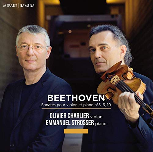 "CD cover featuring two men, one holding a violin, with white text."