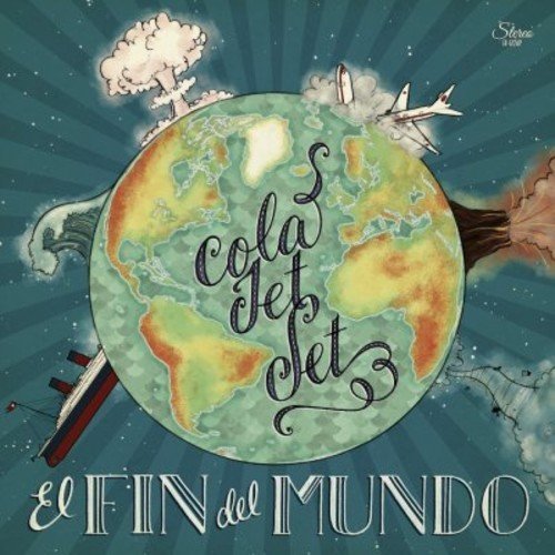 "CD cover art featuring a globe surrounded by planes, a ship, and clouds."
