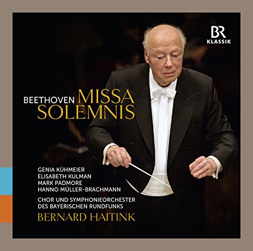 "CD cover with conductor Bernard Haitink holding baton, wearing black tuxedo and white shirt."