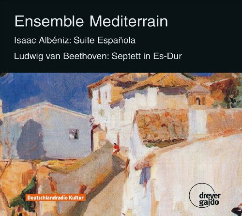 "CD cover with a painting of Mediterranean buildings and blue sky."