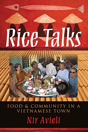 Book cover with red and black design, featuring a group dining together.