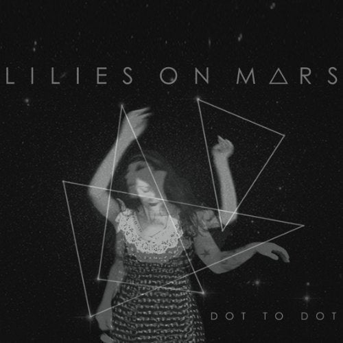 Black-and-white album cover with a woman surrounded by geometric shapes and starry background.