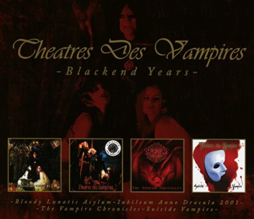 "CD cover with dark red background, band images, and four album covers displayed."
