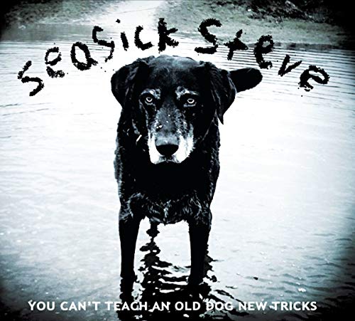 "Album cover featuring a black dog standing in water, with artist and album name."