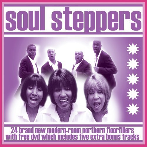 "CD cover with 'soul steppers' title, purple background, and group of people featured."