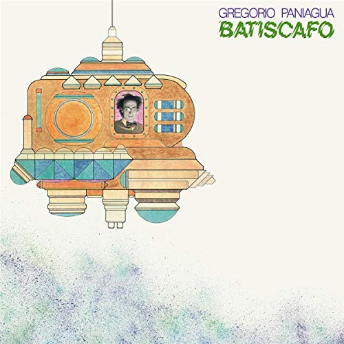 Vinyl album cover featuring a man in a submarine with colorful, abstract design.