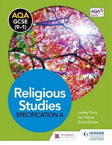 AQA GCSE Religious Studies textbook cover with green background and autumn leaves image.