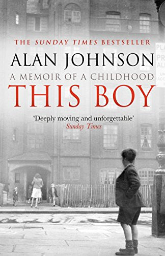 Black and white book cover with a boy standing on a street.