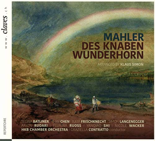 "CD cover featuring a painting of a rainbow over a landscape with people."