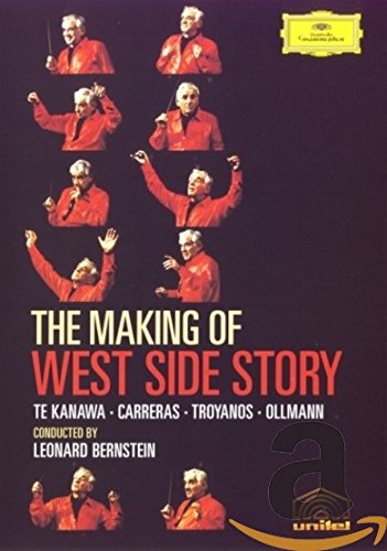 DVD cover featuring Leonard Bernstein in red jacket conducting, on black background.