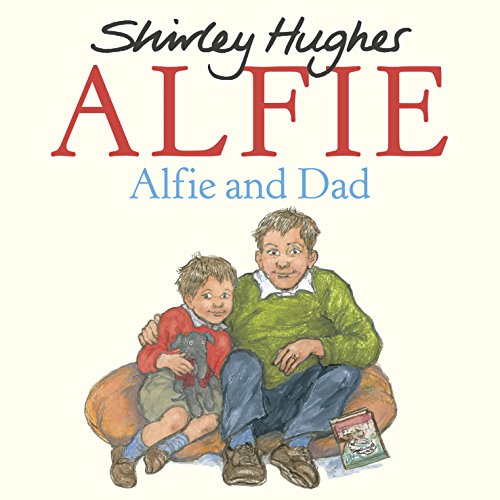 "Illustrated book cover showing a man and boy sitting together on a sofa."