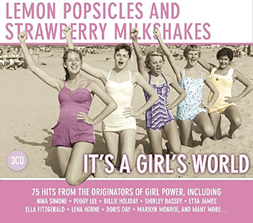 CD cover featuring five women in swimsuits on a beach, with pink text overlay.