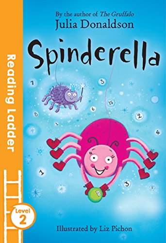 "Children's book cover featuring a cartoon spider girl against a blue background."