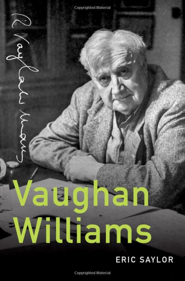 Book cover featuring a black and white portrait of composer Ralph Vaughan Williams.
