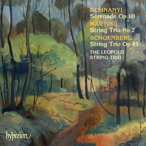 "CD cover with forest landscape painting and yellow text listing musical compositions."