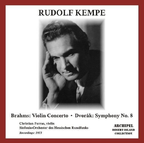 A CD cover featuring a black and white portrait of Rudolf Kempe, surrounded by red border.