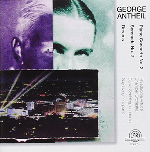 CD cover art with images of man, cityscape, and text listing George Antheil's compositions.
