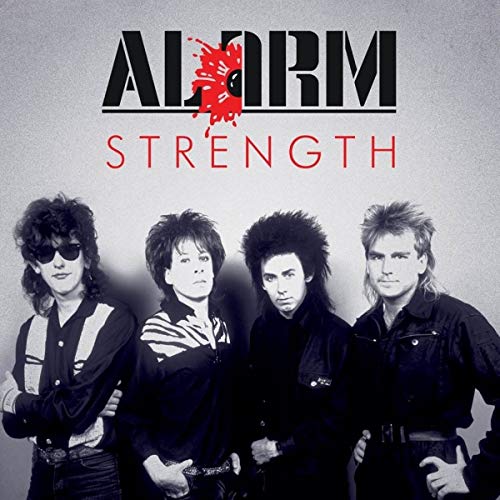 "CD case cover with 'The Alarm' band logo and four band members pictured below."