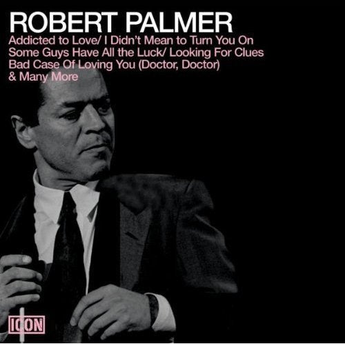 Black-and-white image of Robert Palmer on a CD cover with song titles listed.