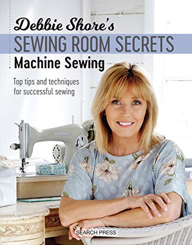 "Book cover featuring a blonde woman in a floral top beside a sewing machine."