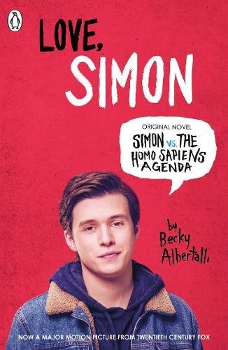 "Book cover featuring a teenage boy's portrait against a red background with title text."