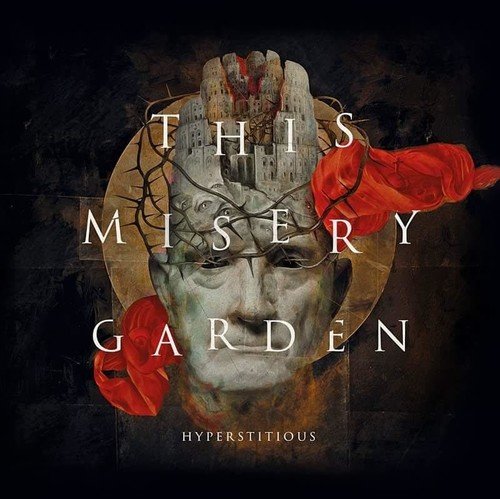 Album cover with a statue head, red roses, and white text on a dark background.