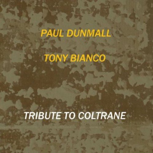 Brown album cover with yellow and white text, featuring names and 'Tribute to Coltrane'.