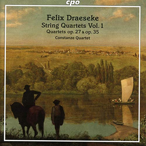 "CD cover with serene landscape painting, featuring a lake, trees, and figures."
