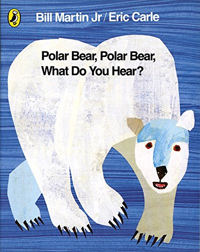 "Children's book cover featuring a white polar bear on a blue background."