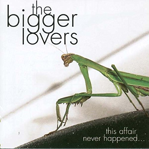 "CD cover with a green praying mantis on a white background."