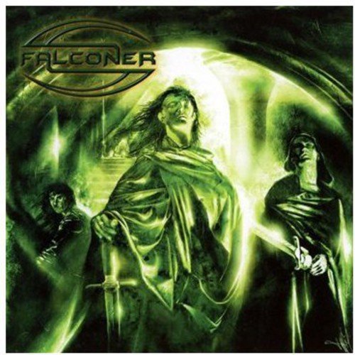 "Album cover art: three robed figures with swords, green-toned, dark background."