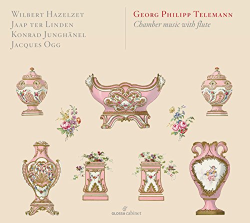 "CD cover with ornate vases and flowers on a beige background."