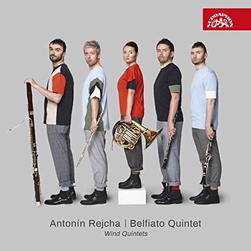 "CD cover featuring five men holding various wind instruments, posed in a line."