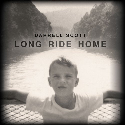 "CD cover featuring a black-and-white image of a young boy on a boat."
