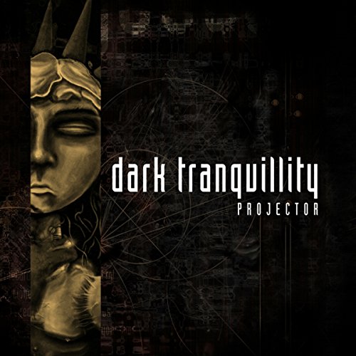 "Album cover with a golden mask and 'Dark Tranquillity Projector' text on a dark background."