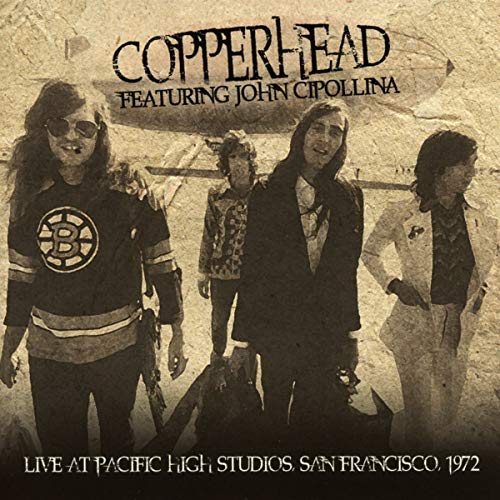 Vintage CD cover with a sepia-toned photo of four people and band name.