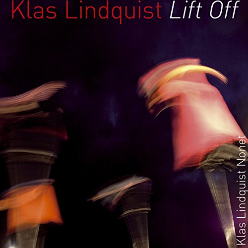 "Klas Lindquist Lift Off" CD cover with abstract red shapes on a black background.