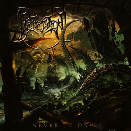 "Album cover art featuring a dark, monstrous creature emerging from a swirling vortex."