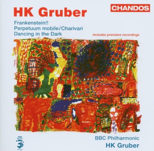 "CD cover with abstract artwork and text 'HK Gruber' and 'BBC Philharmonic'."