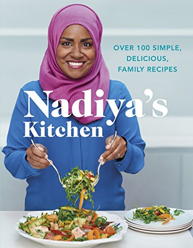 "Cookbook cover featuring a smiling woman in a hijab holding a salad."