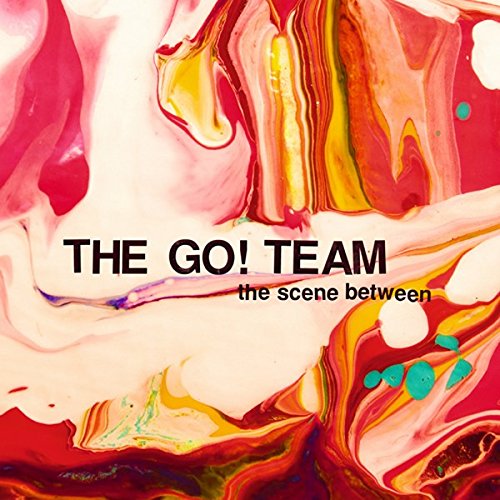 Album cover with marbled red, yellow, and pink background and black text overlay.