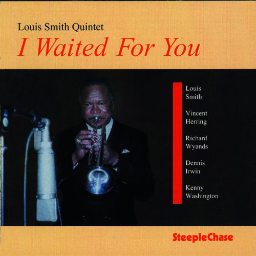 "CD cover with Louis Smith holding a trumpet, orange and black background."