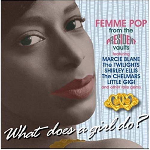 "CD cover with a woman's face and text 'What does a girl do?'".