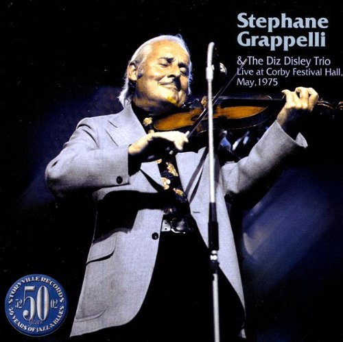 Album cover featuring a man playing violin on stage with text.