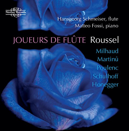 "CD cover featuring blue rose on black background with artist and composer names."
