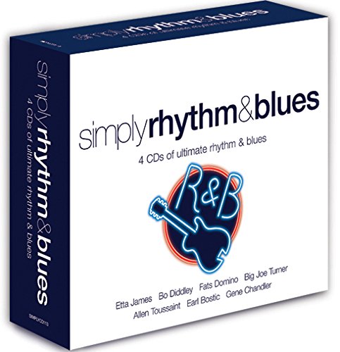 "CD cover with 'simply rhythm & blues' text, guitar logo, and artist names on beige background."