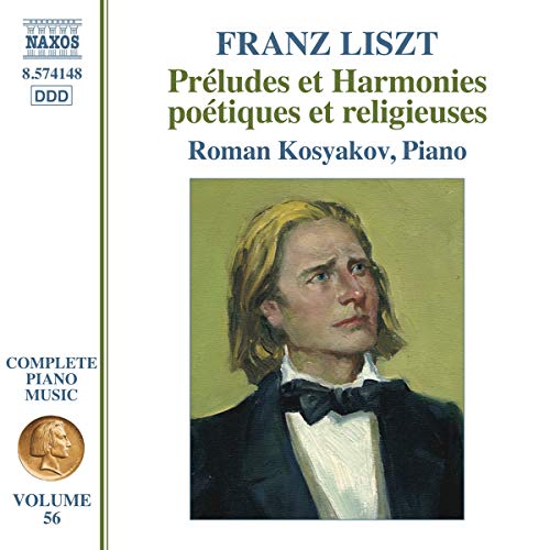 CD cover with portrait of Franz Liszt, white background, and blue and green text.