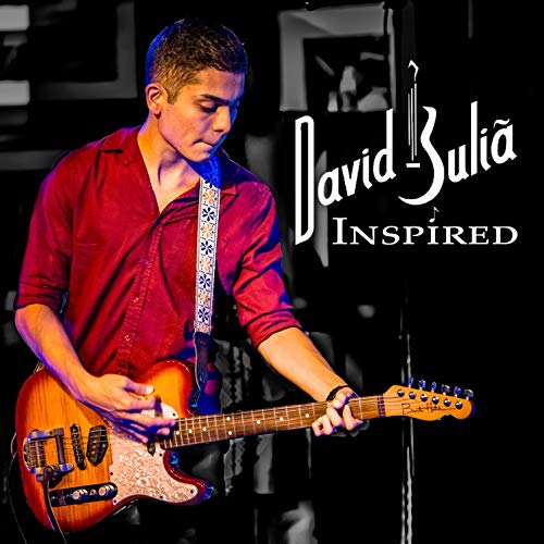 Man playing guitar on stage with "David Julia Inspired" text overlay.